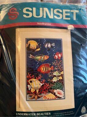 VINTAGE 1992 SUNSET  “Underwater Beauties” Needlepoint Kit Multicolor NEW IN PKG